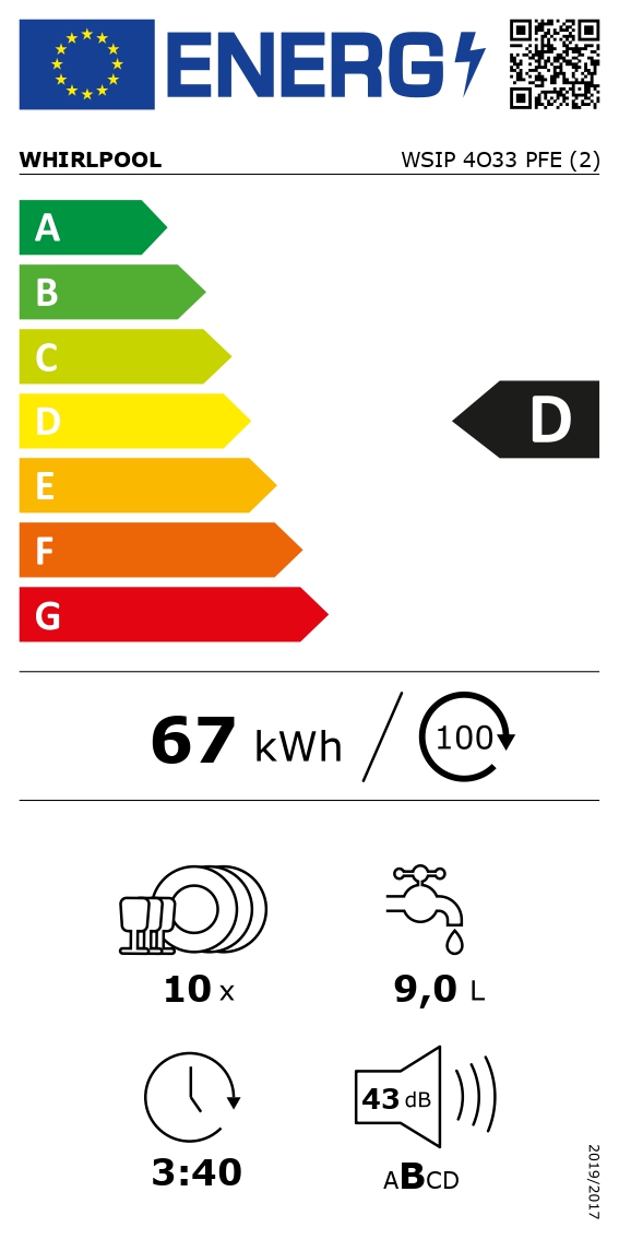 Įmontuojama indaplovė Whirlpool WSIP 4O33 PFE - 4