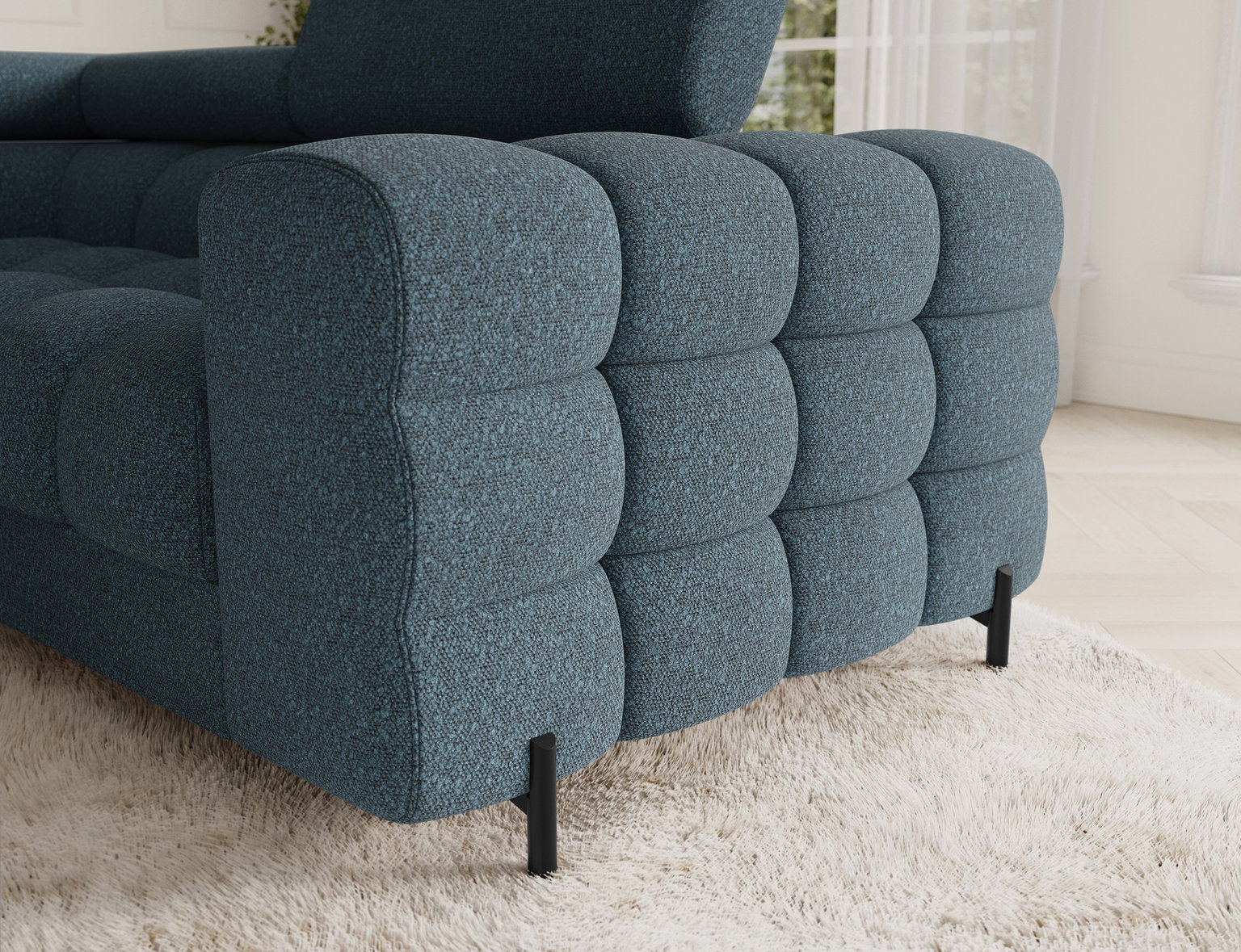 Kampinė sofa Fectory, mėlyna sp., 205 x 346 cm x 93 cm - 7