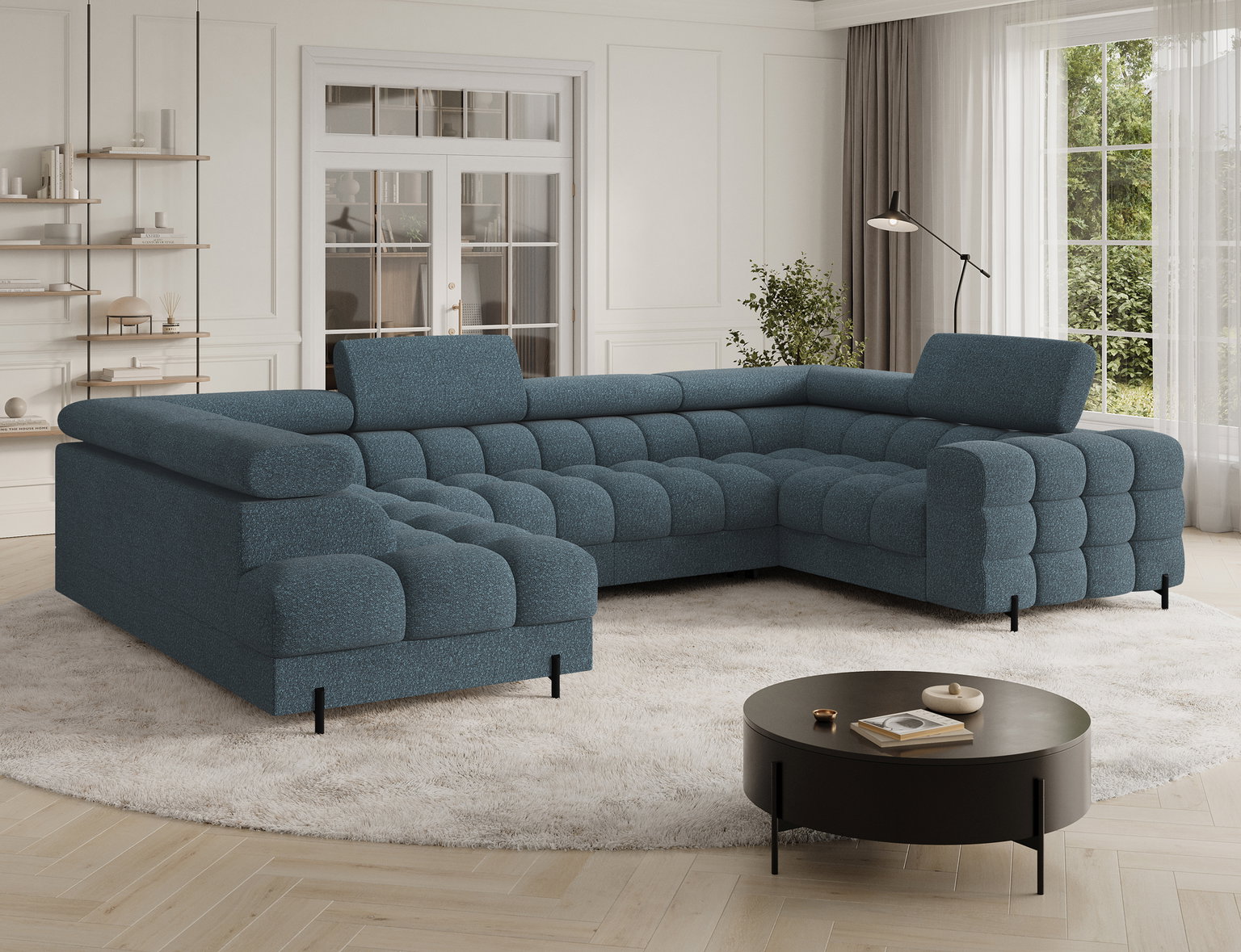 Kampinė sofa Fectory, mėlyna sp., 205 x 346 cm x 93 cm - 4