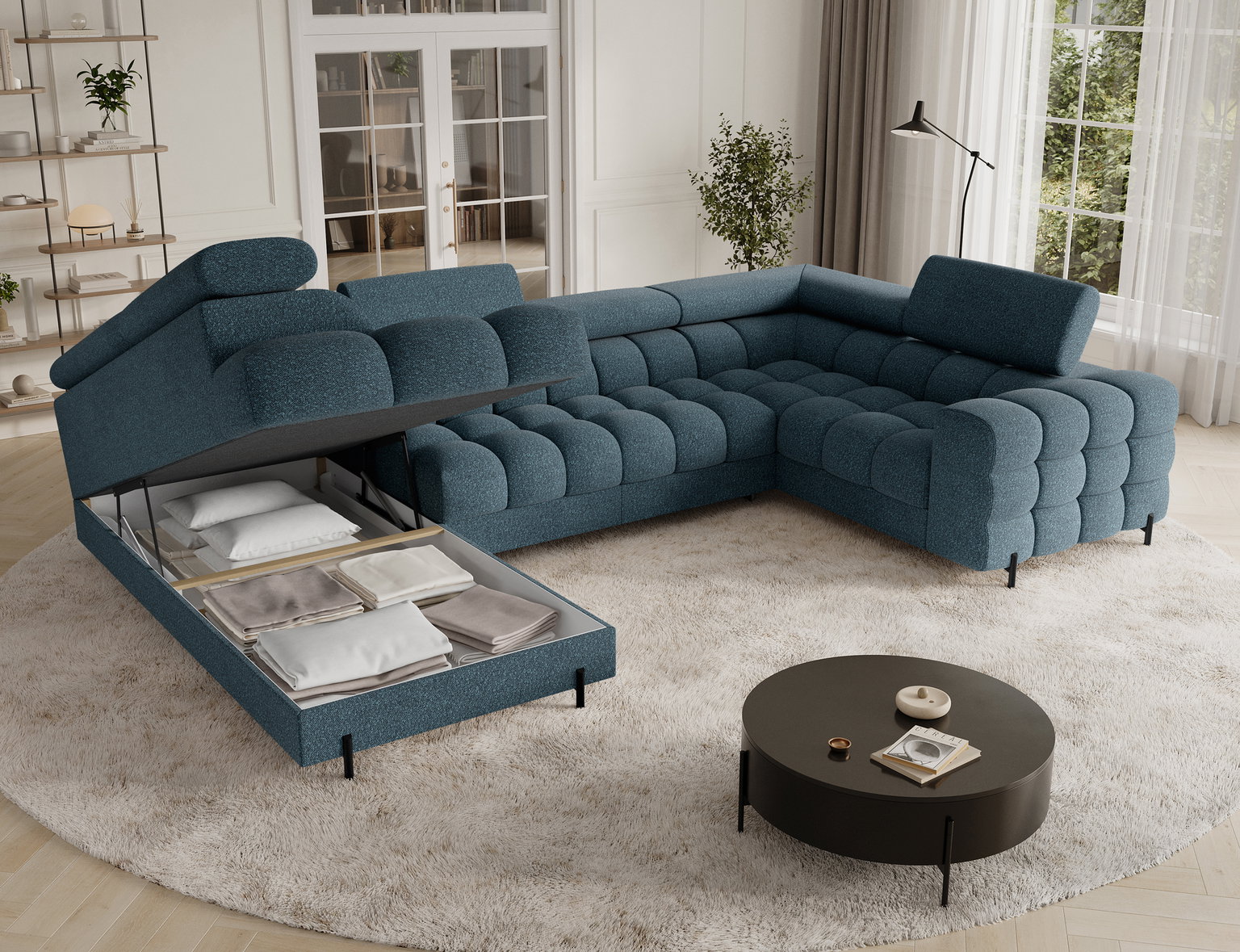 Kampinė sofa Fectory, mėlyna sp., 205 x 346 cm x 93 cm - 6