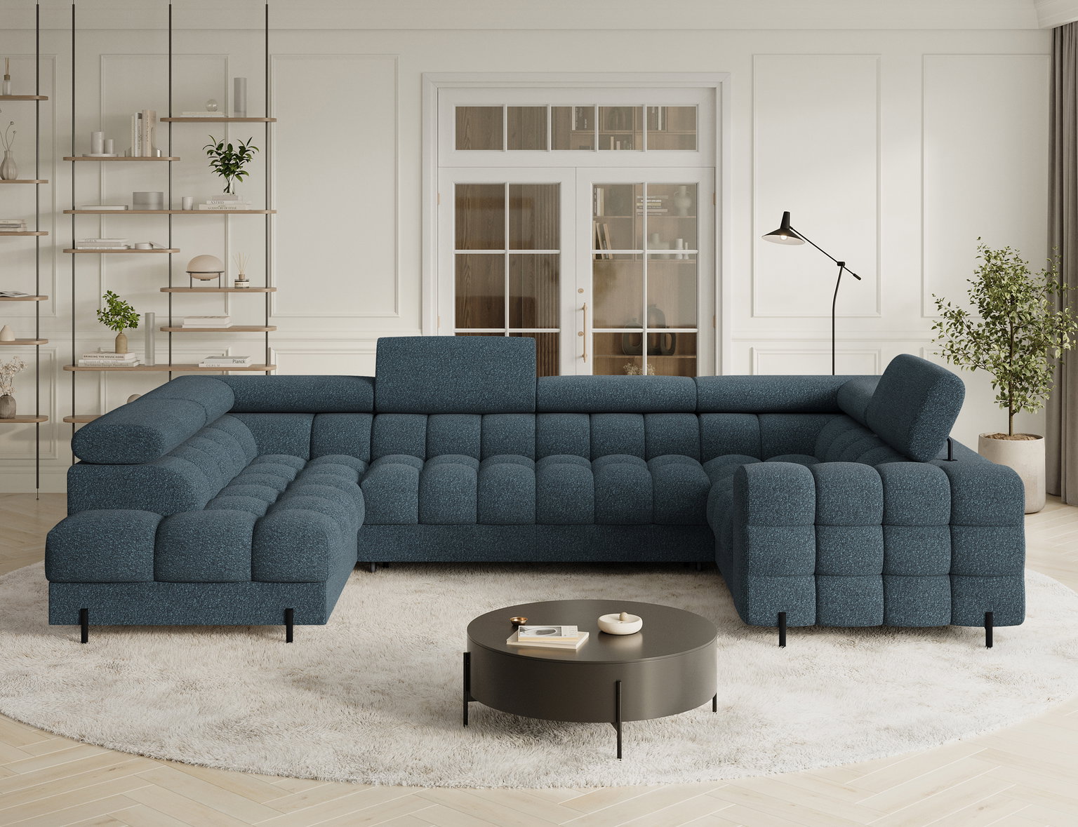Kampinė sofa Fectory, mėlyna sp., 205 x 346 cm x 93 cm-1