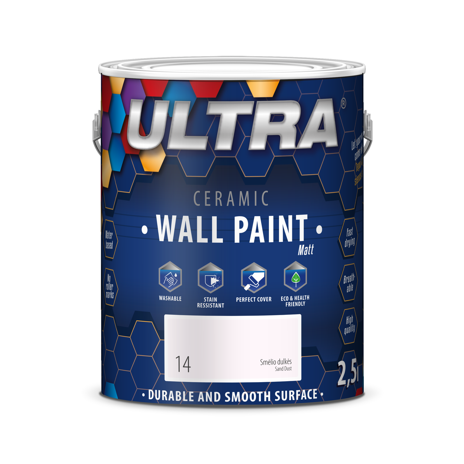Interjero dažai ULTRA ceramic, smėlio dulkės (14), 0,7 l-0