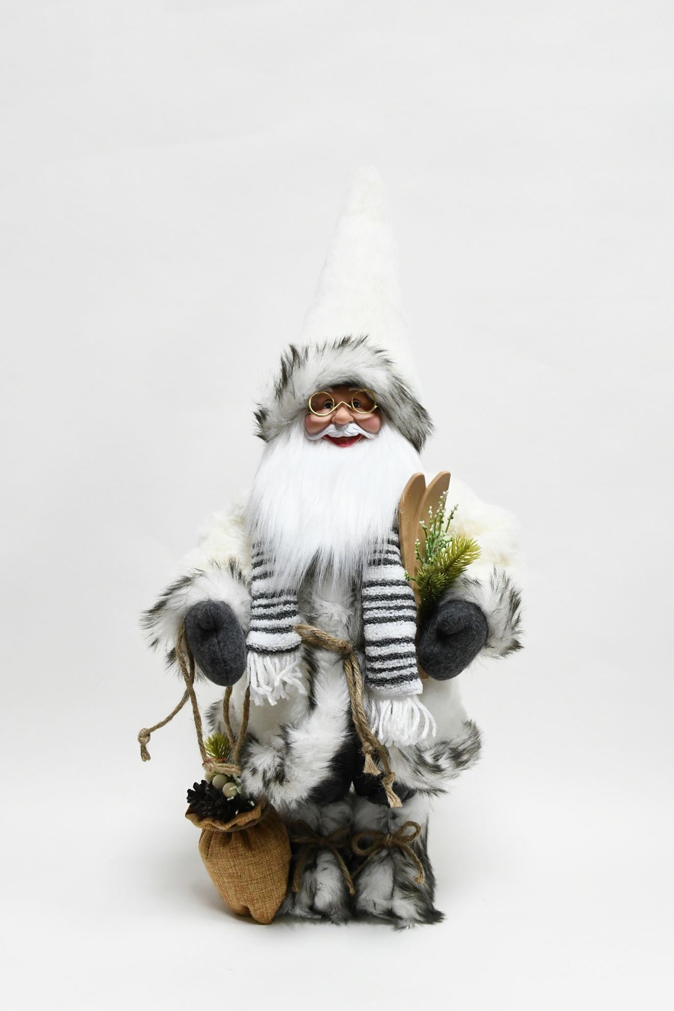 Kalėdinė dekoracija ELEMENTS SENSE SANTA, baltos/ pilkos sp., 45 cm