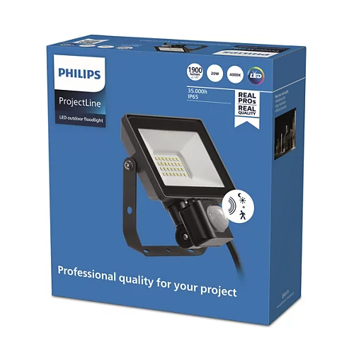 LED prožektorius PHILIPS, IP65, 20W, 4000K, 1900lm, su judesio davikliu, juodos sp., 14x5,4x15,3 cm - 4