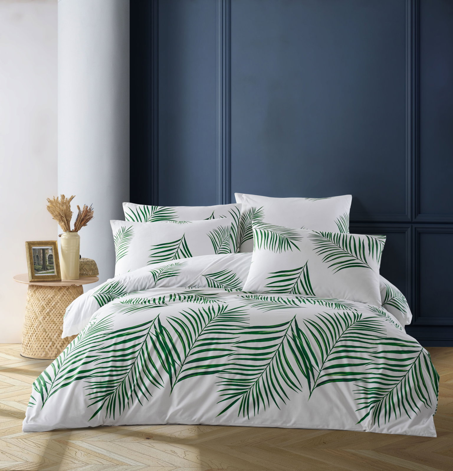 Medvilninės patalynės komplektas CREYA HARLEY DARK GREEN, 160x200 cm, 50x70 cm, 100% medv.-0