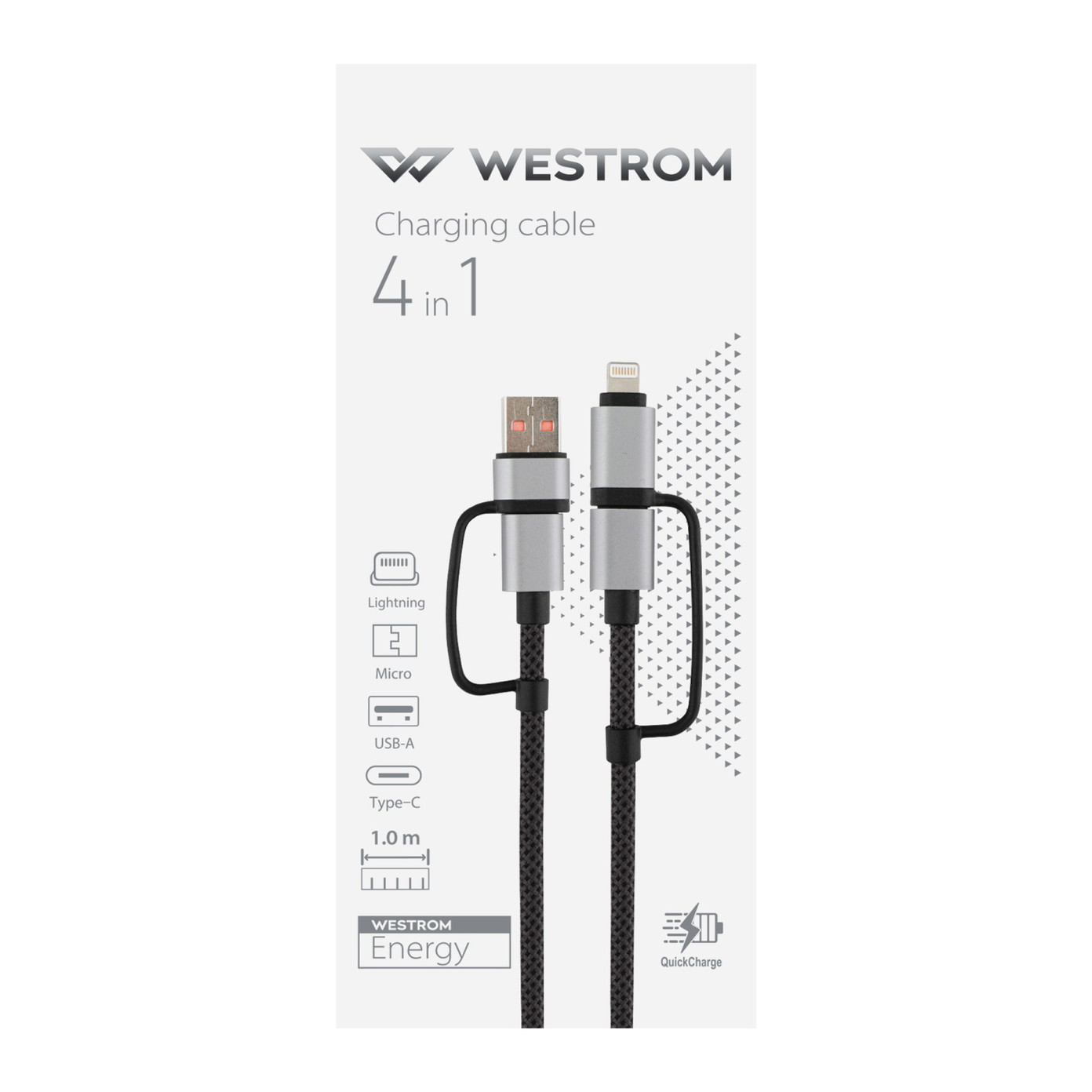 Įkrovimo laidas WESTROM, 4 in 1, pilkos sp.-1