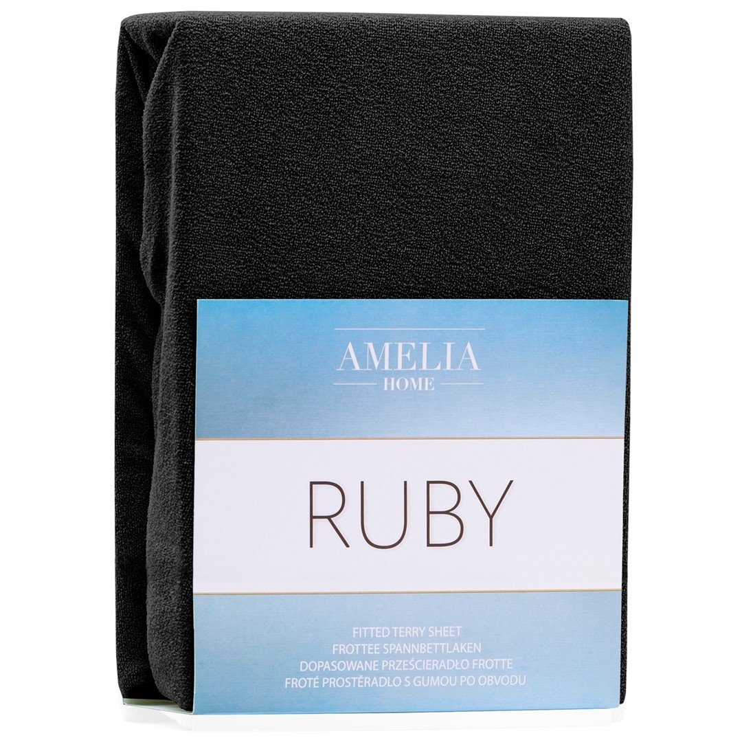 Frotinė paklodė su guma Ameliahome RUBY Black,  220x240 cm