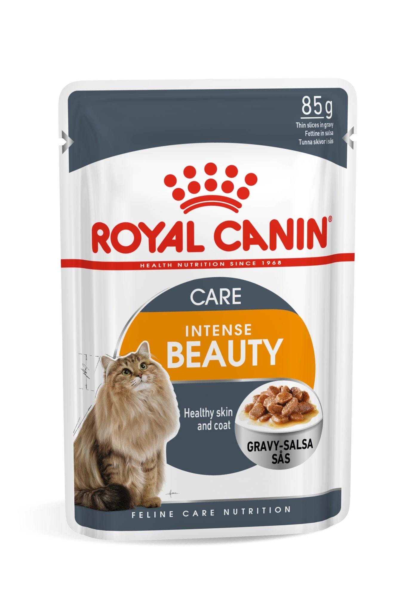 Šlapias kačių ėdalas ROYAL CANIN INTENSE BEATY IN GRAVY, 85 g x 12 vnt.