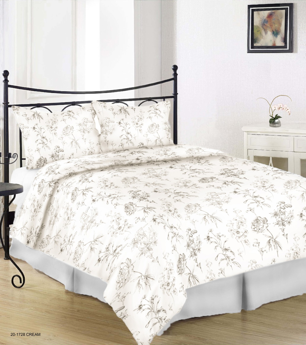 Satino patalynės komplektas NOSTRA 20-1728 CREAM, 200x220cm, 2x50x70cm, 100% medvilnės-0