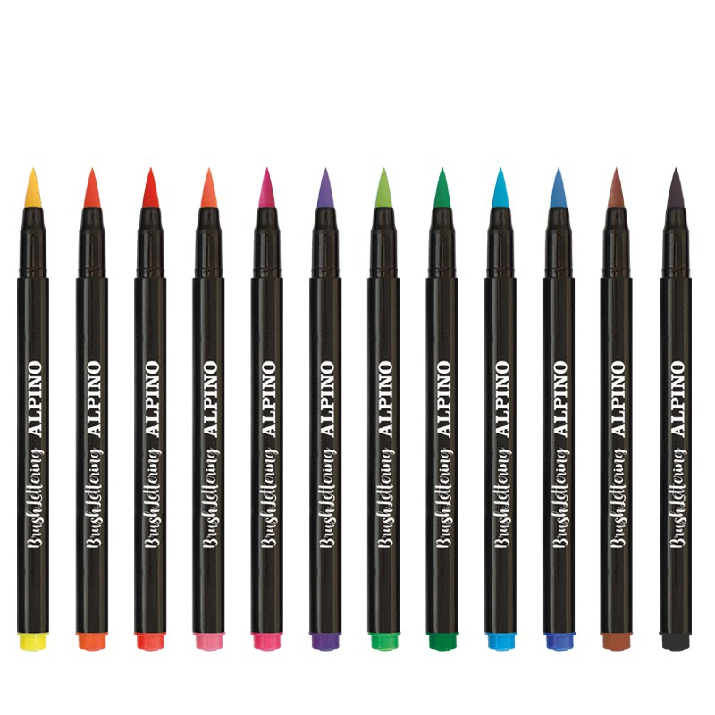 Teptukiniai flomasteriai ALPINO Color Experience brush lettering 12 spalvos - 2