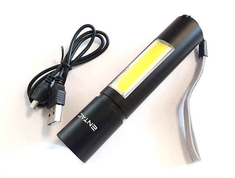 LED žibintuvėlis ENTAC, IP44, 3W+ 2W, 350 lm, pakraunamas nuo 220V, 1250 mAh (įmont) akumuliatoriaus-0