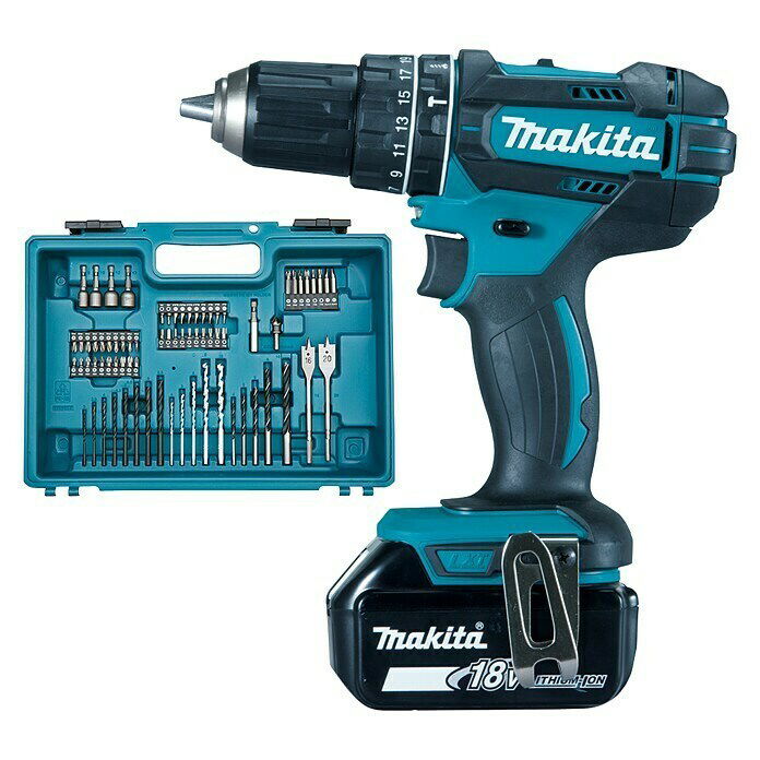 Akumuliatorinis smūginis gręžtuvas MAKITA DHP482RFX1, 18 V, 2 x 3,0 Ah
