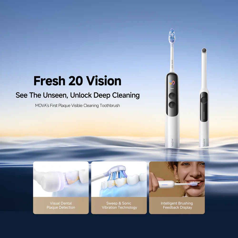 Elektrinis dantų šepetėlis MOVA Fresh 20 Vision, balta - 4