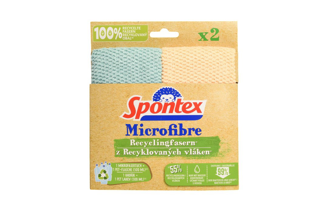 Mikropluošto šluostės iš 55 % perdirbto puošto SPONTEX, 2 vnt.-0