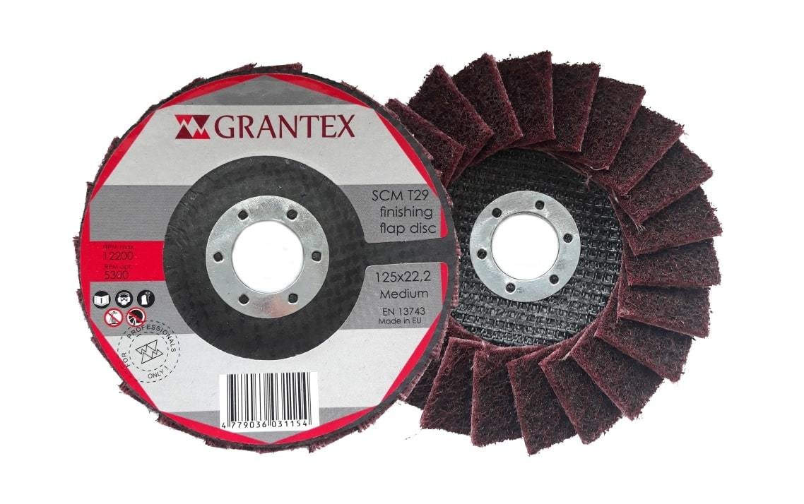 Žiedlapinis šlifavimo diskas GRANTEX, 125 x 22 mm, šiurkštus