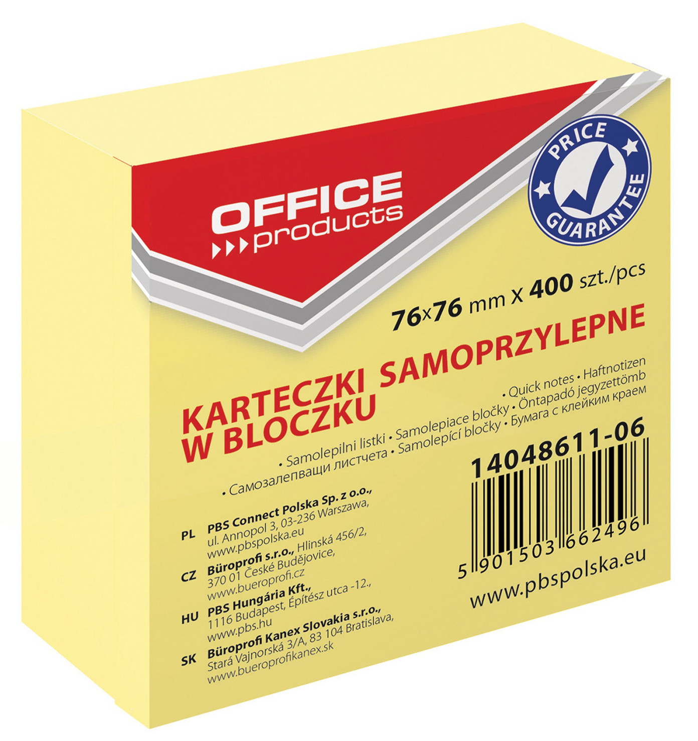 Lipnūs lapeliai Office Products, 76x76 mm, 400 vnt, gelsvi-0