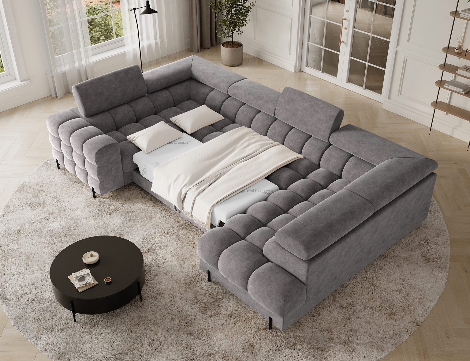 Kampinė sofa Fectory, pilka sp., 205 x 346 cm x 93 cm - 5