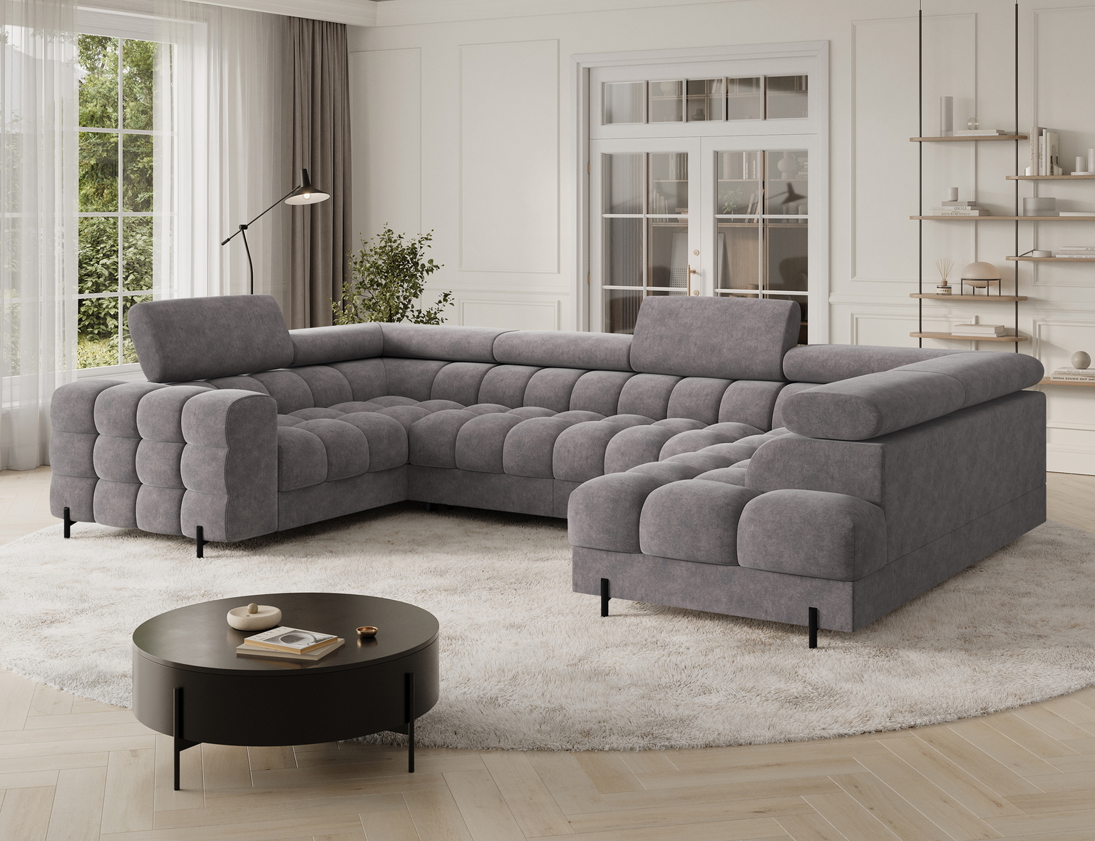 Kampinė sofa Fectory, pilka sp., 205 x 346 cm x 93 cm - 4