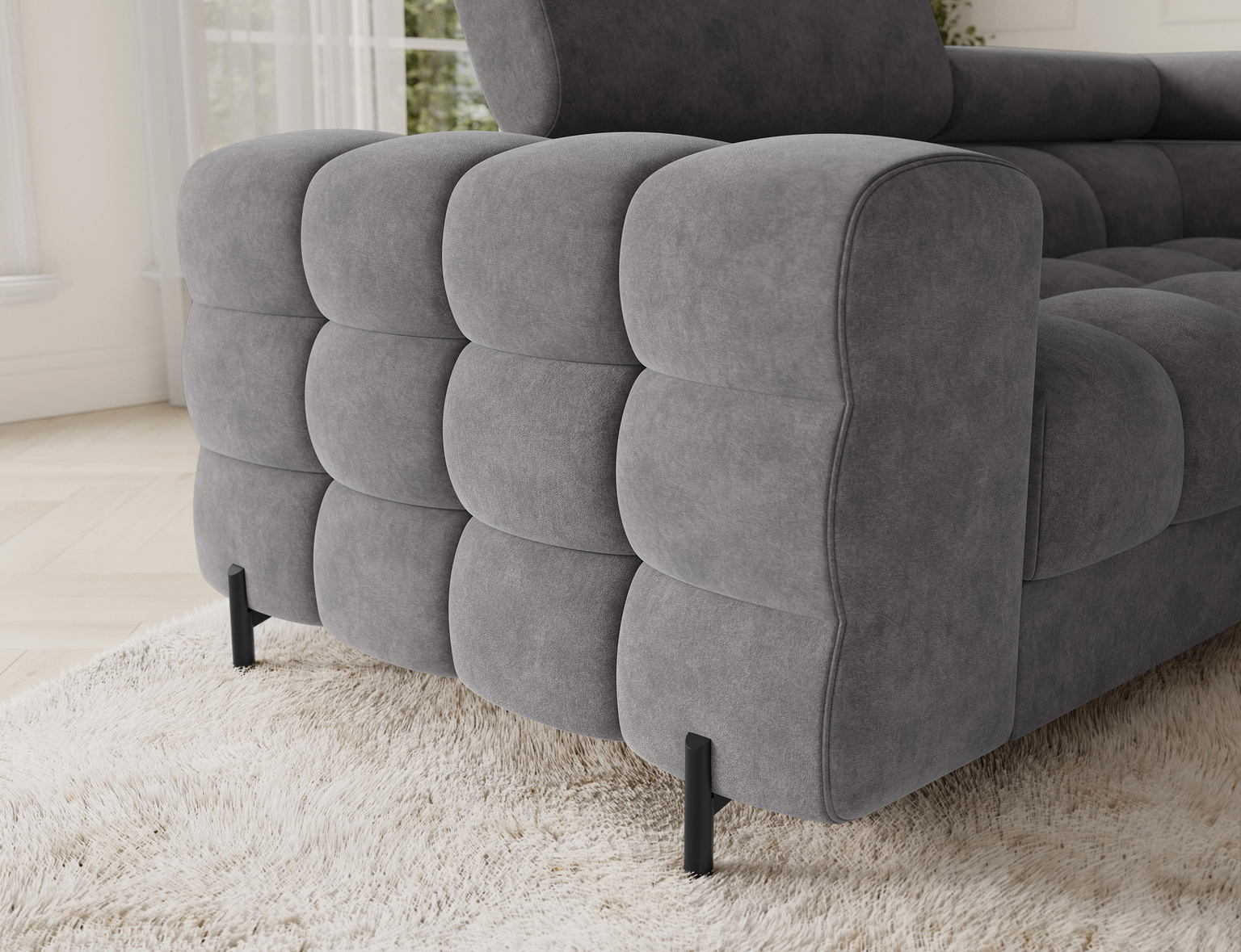 Kampinė sofa Fectory, pilka sp., 205 x 346 cm x 93 cm - 7