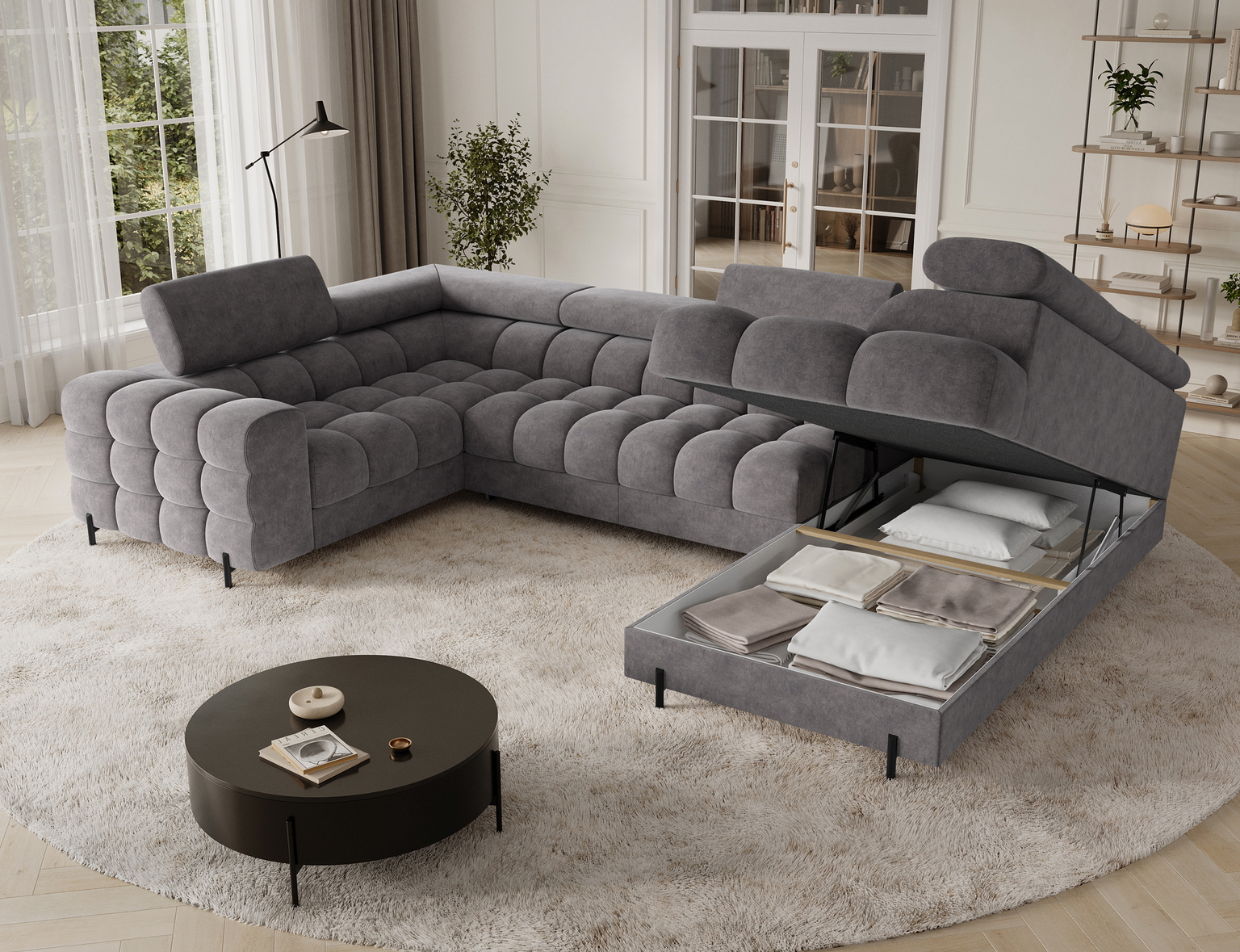 Kampinė sofa Fectory, pilka sp., 205 x 346 cm x 93 cm - 6
