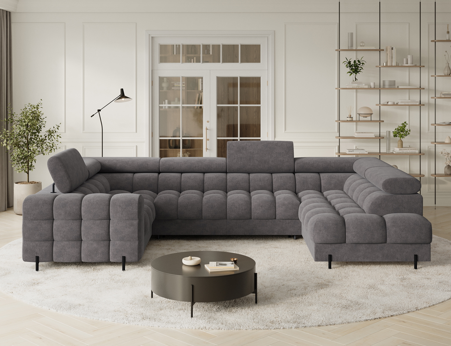 Kampinė sofa Fectory, pilka sp., 205 x 346 cm x 93 cm-1