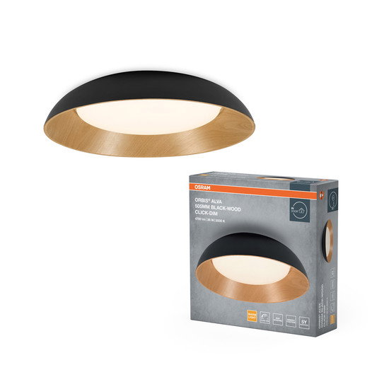 Lubinis LED šviestuvas OSRAM ORBIS ALVA, 36W 3000K 4700lm Click DIM juodos sp 50,5x14cm-1