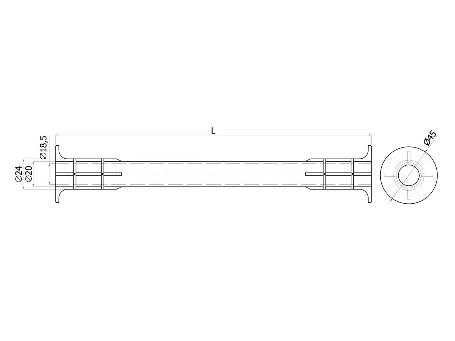 Plastikiniai vamzdeliai klojiniams Ø45x200 mm, 100 vnt.-1