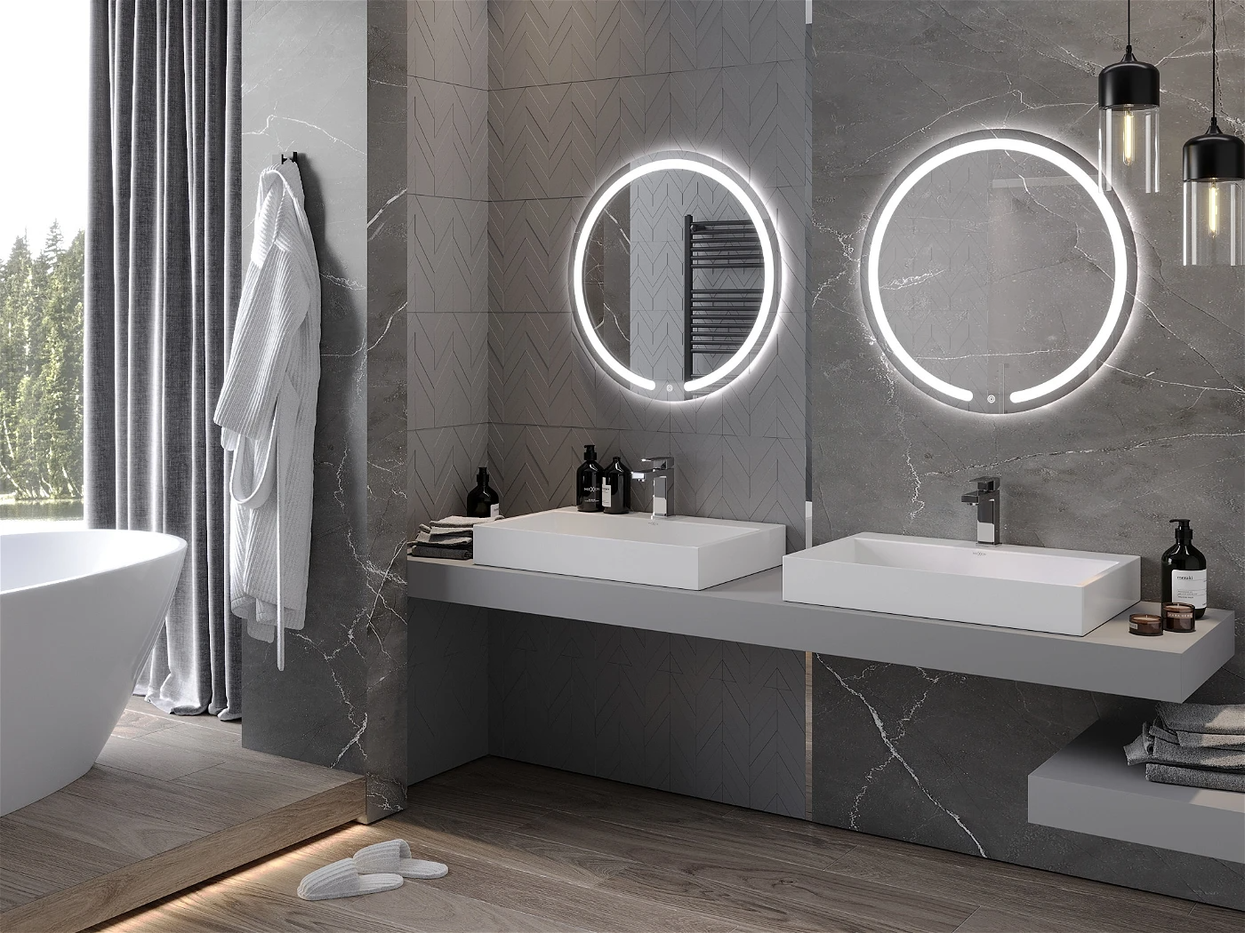 Vonios veidrodis Mexen Rose su LED apšvietimu ir šildymo kilimėliu, 70 cm - 3