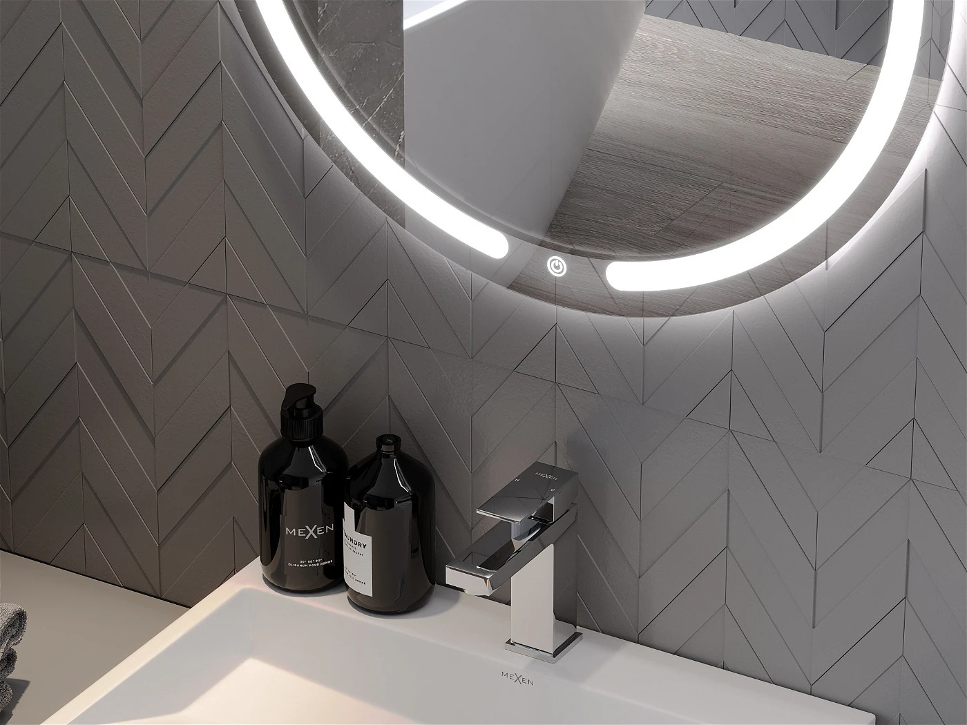 Vonios veidrodis Mexen Rose su LED apšvietimu ir šildymo kilimėliu, 70 cm - 5