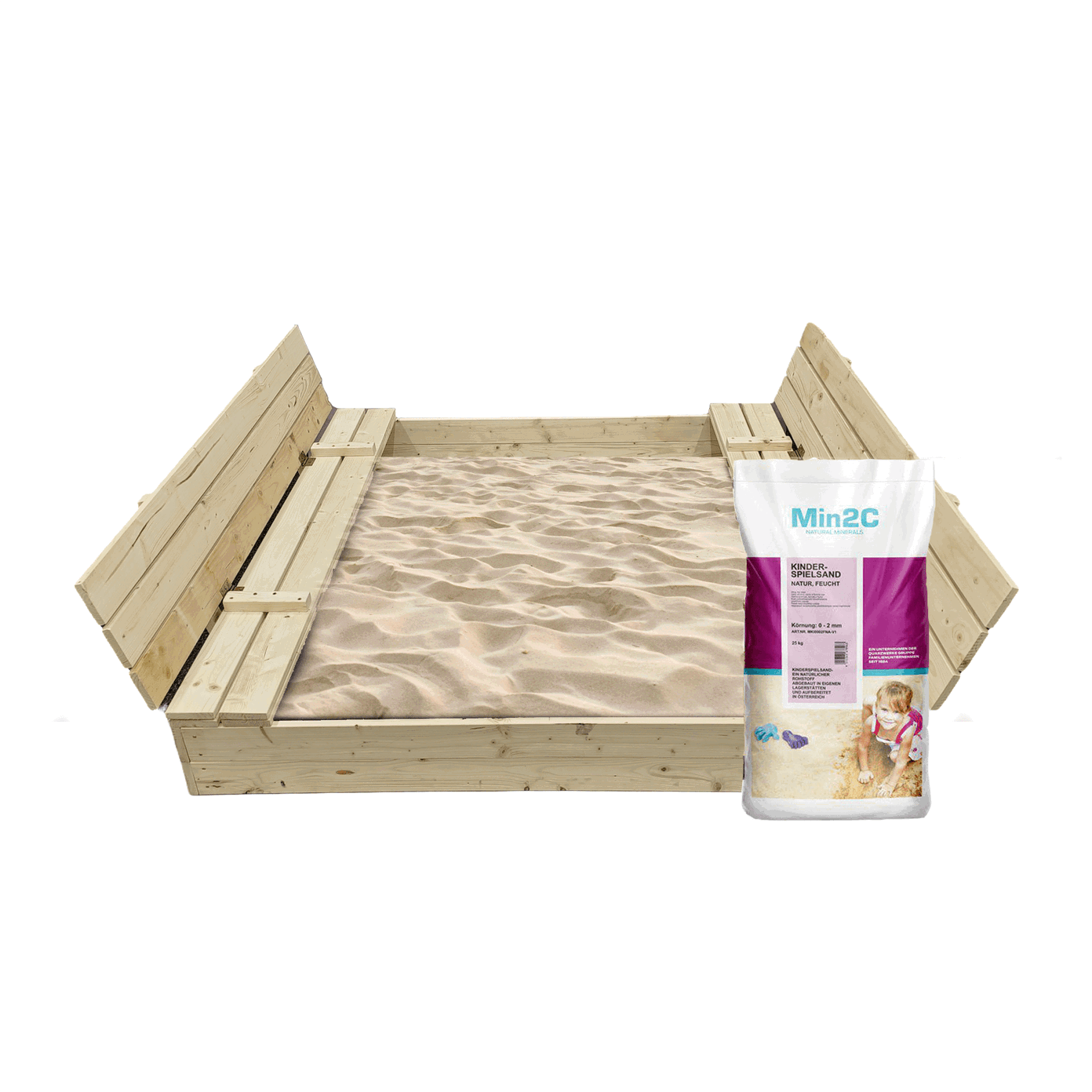 Smėlio dėžė Bonus Orbis su patiesalu ir 300kg smėlio, 140x140 cm-0