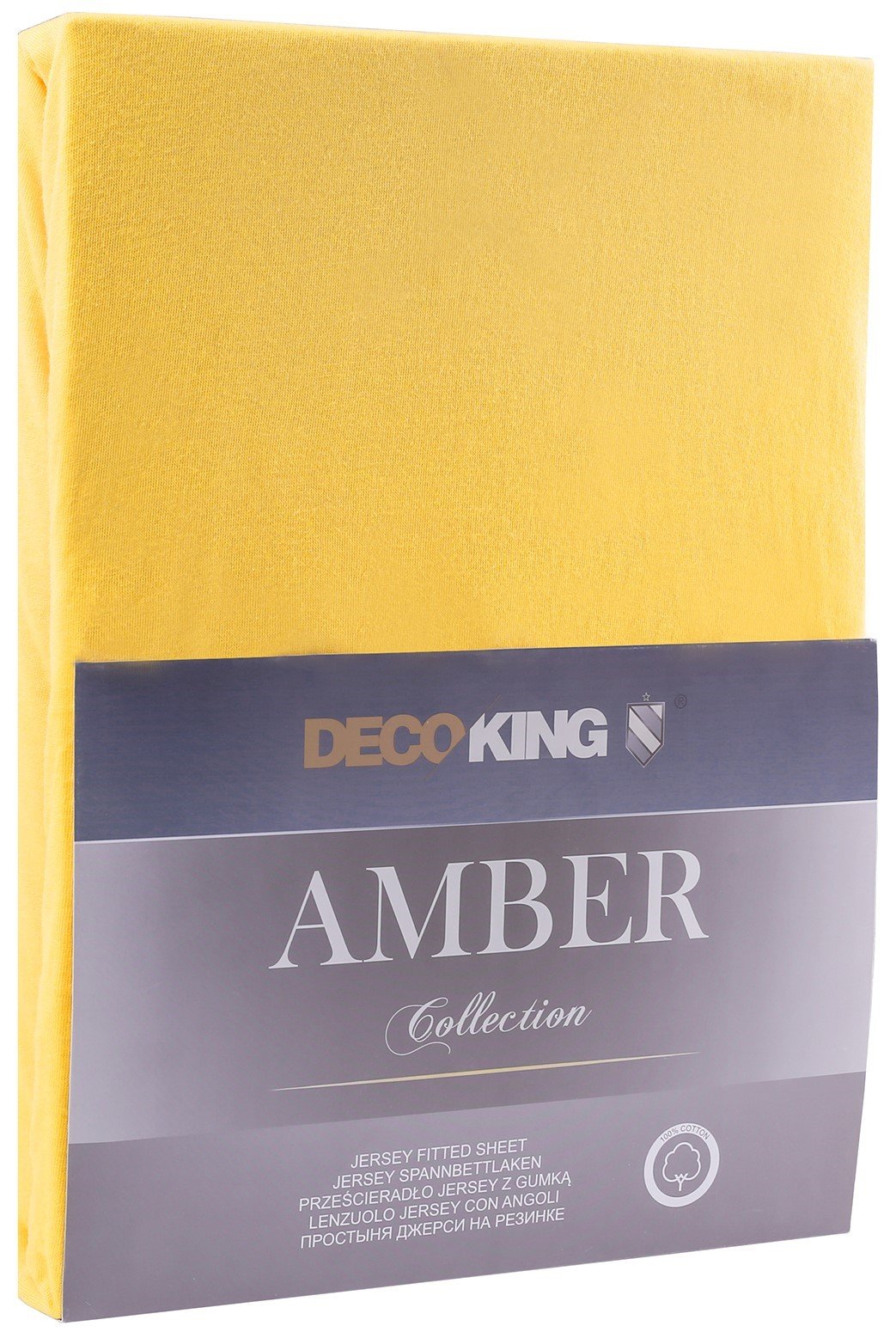 Jersey paklodė su guma Decoking AMBER Yellow, 180x200 cm - 1