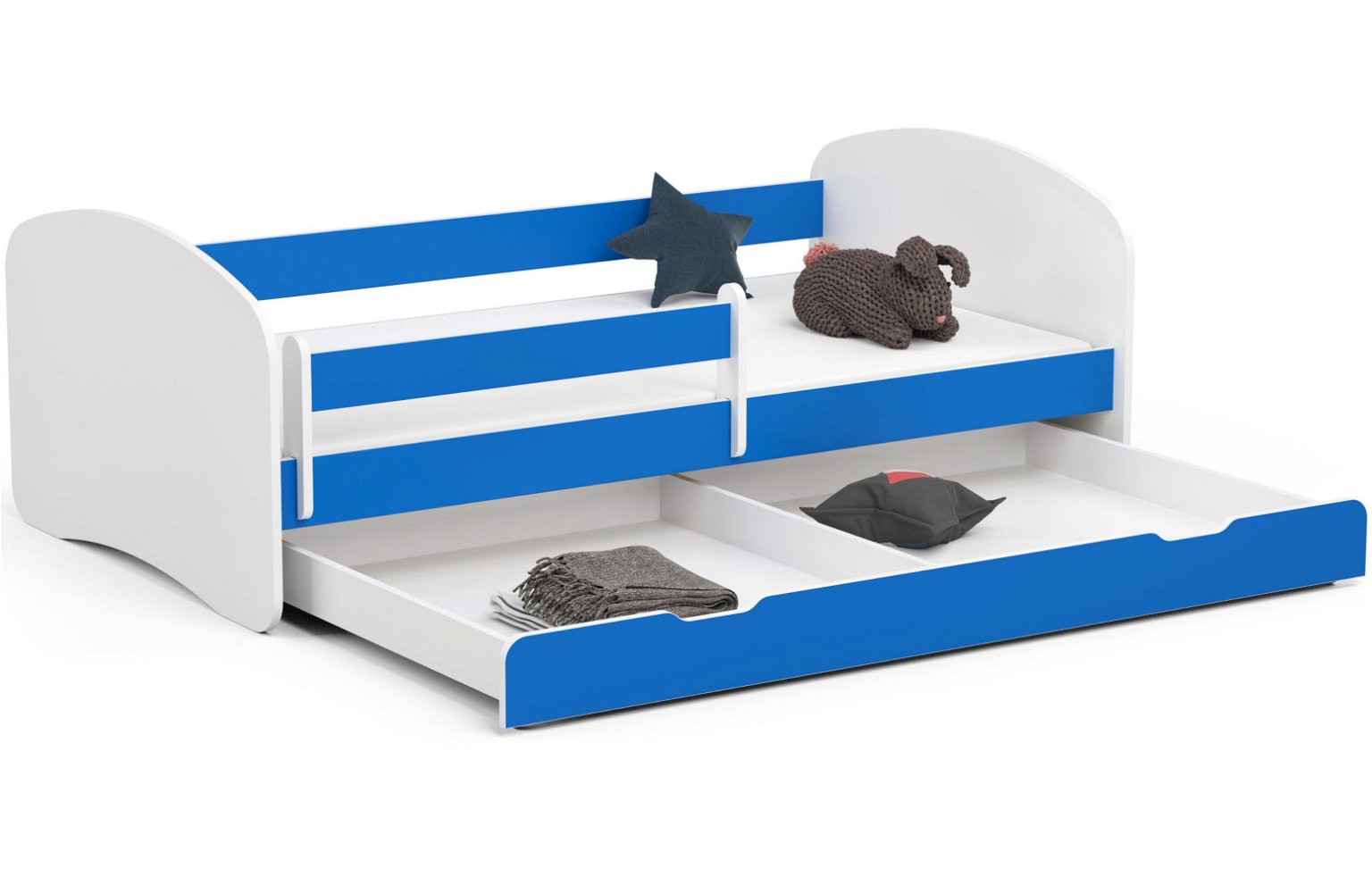 Vaikiška lova su čiužiniu SMILE, 180x90 cm, mėlyna - 2