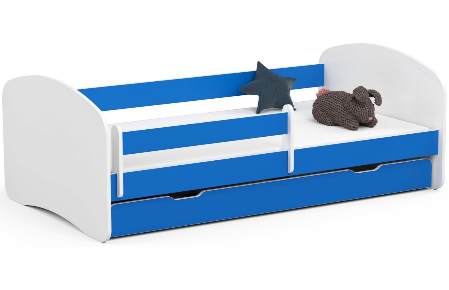 Vaikiška lova su čiužiniu SMILE, 180x90 cm, mėlyna