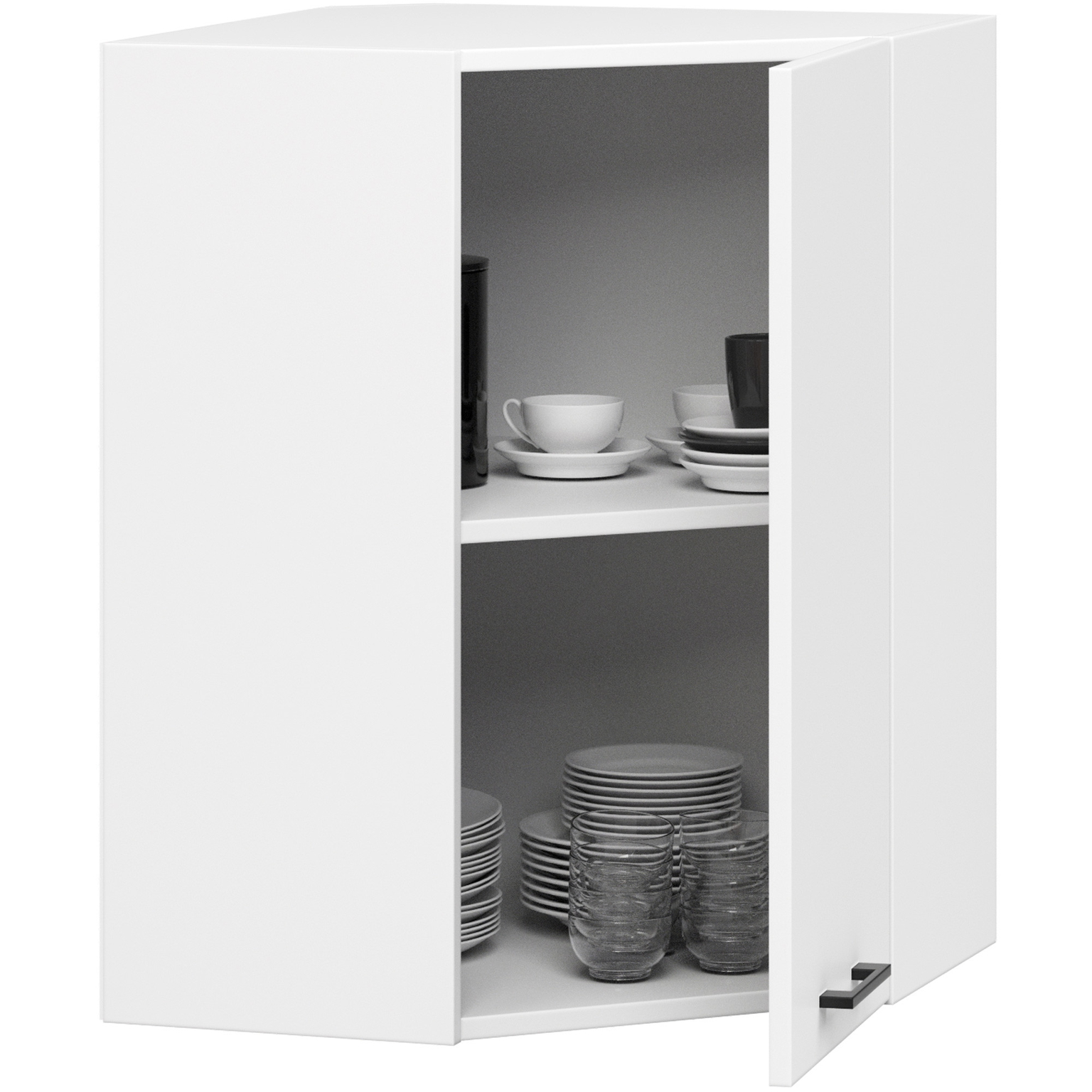 Kampinė pakabinama virtuvės spintelė Akord Furniture Factory Oliwia H720, balta, 60 cm x 30 cm x 72 cm-1