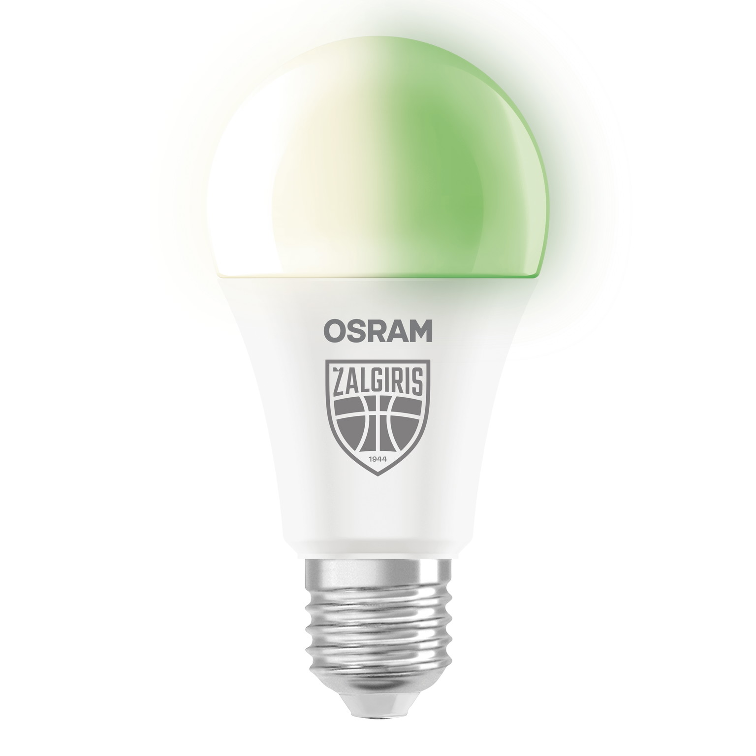 LED lemputė OSRAM ŽALGIRIS EDITION, E27 A75, 9,5W 2700K+žalia spalva, 1055lm DIM, su pultu - 2