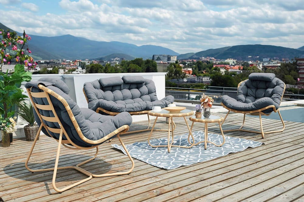 Lauko baldų komplektas RODOS CAFFE, Natural/Grey - 3