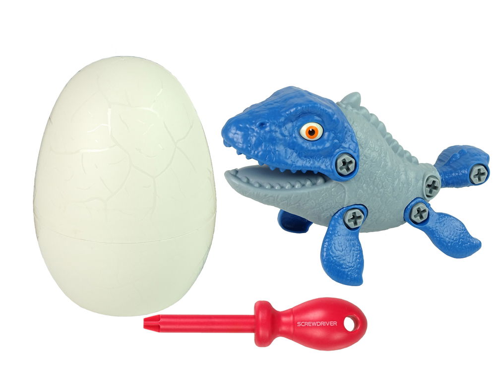 Konstrukcinis rinkinys - dinozauras Mosasaur su kiaušiniu, mėlynas - 8