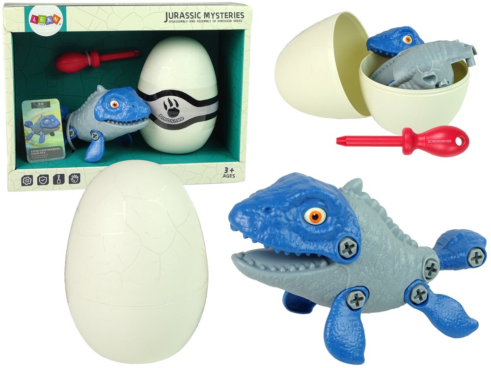 Konstrukcinis rinkinys - dinozauras Mosasaur su kiaušiniu, mėlynas