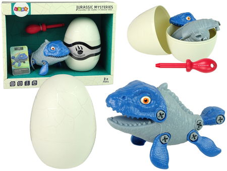 Konstrukcinis rinkinys - dinozauras Mosasaur su kiaušiniu, mėlynas-1