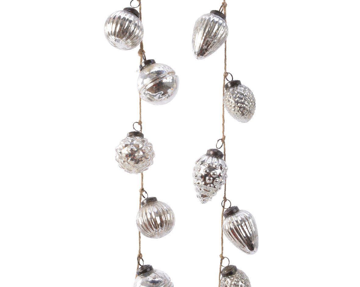 Girlianda GLASS BALLS, sidabrinės sp., 6 x 6 x 120 cm