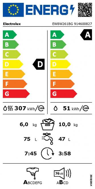 Juodos spalvos skalbyklė su džiovinimu Electrolux EW8W261BG-1