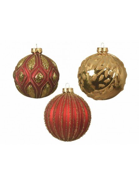 Kalėdinis eglės žaisliukas GLASS BRANCH, raudonos/auksinės sp., 3 rūšių, 10 cm, 1 vnt.