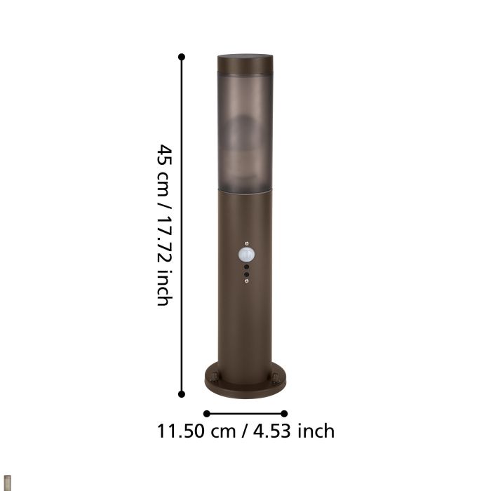 Pastatomas lauko šviestuvas EGLO HELSINKI IP44 E27 1x15W su judesio davikliu rudas Ø9x54,8 - 4