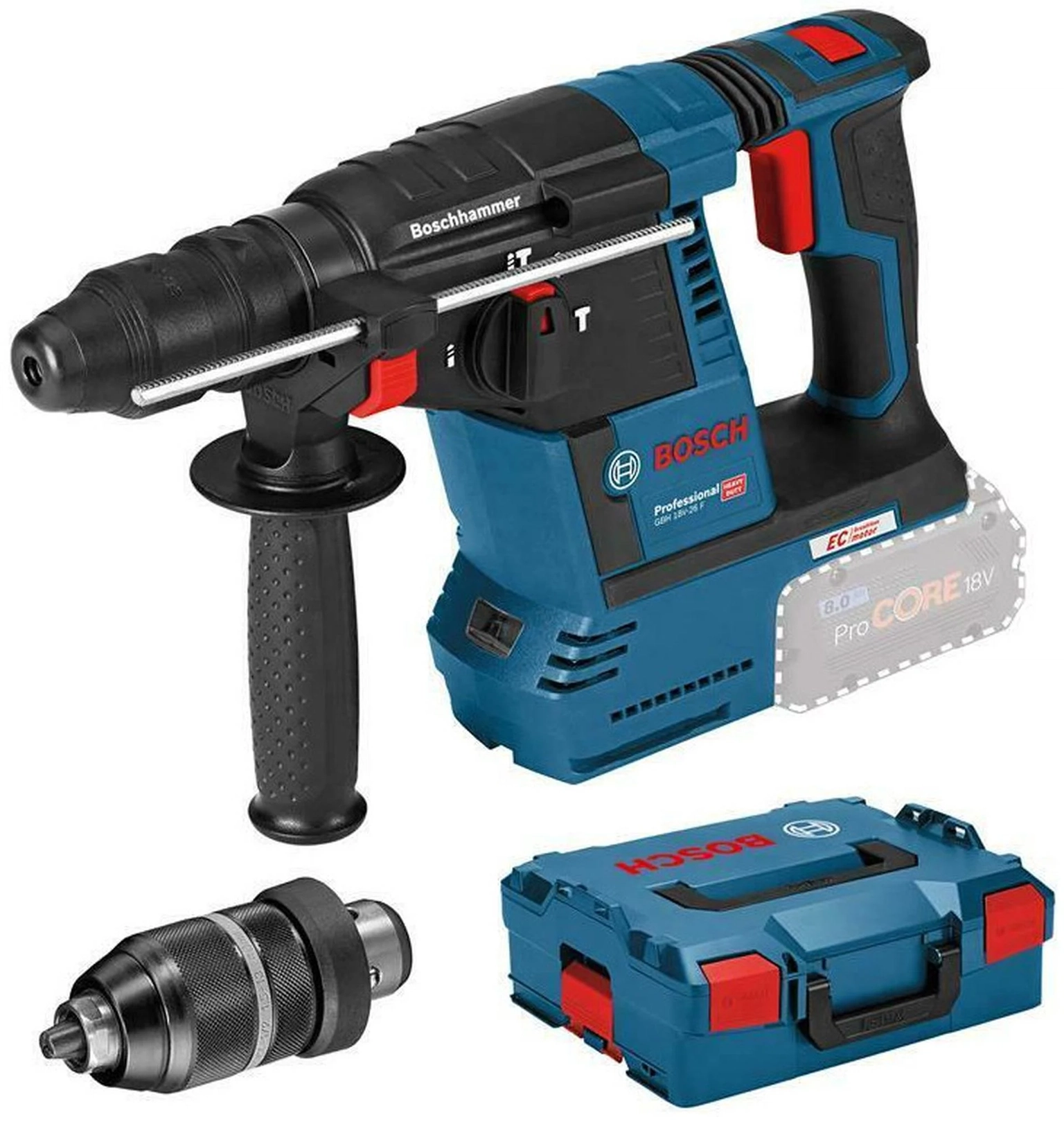 Akumuliatorinis perforatorius BOSCH PRO GBH 18V-26 F Solo (be akum., su L-BOXX, SDS+)-0