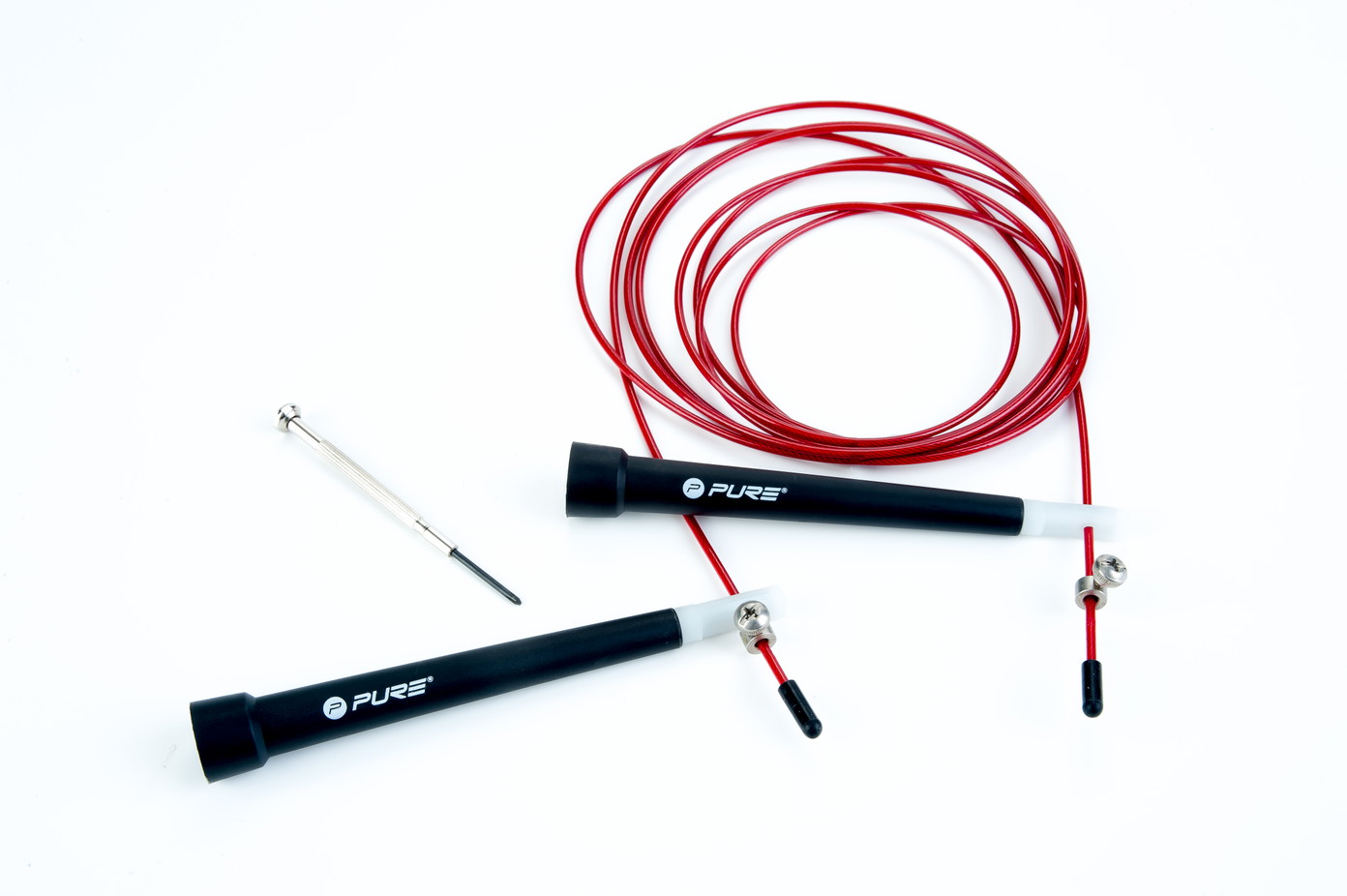 Šokdynė Pure2Improve SpeedRope, 285 cm, juoda/raudona-0