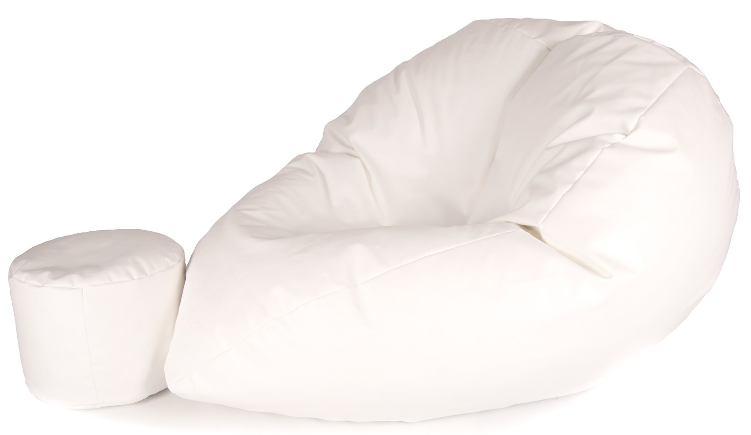 Sėdmaišis su pufu Mega Comfort XXL, dirbtinė oda, baltas - 6