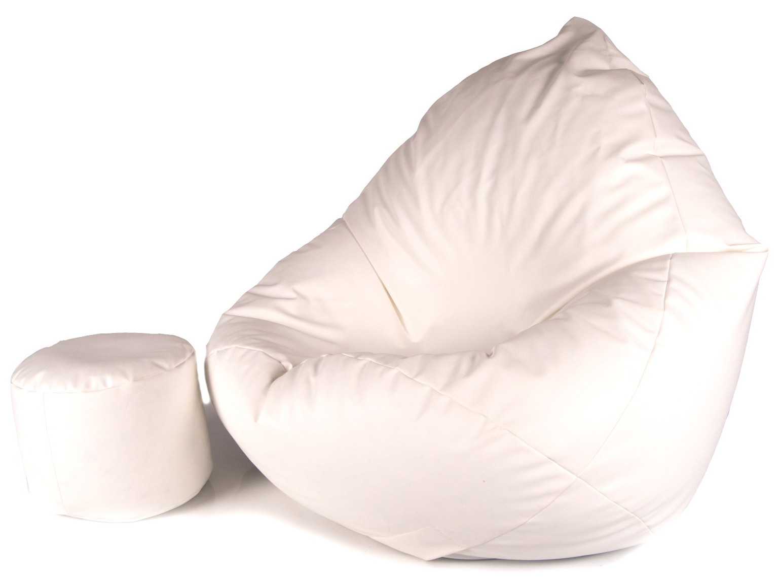 Sėdmaišis su pufu Mega Comfort XXL, dirbtinė oda, baltas - 5