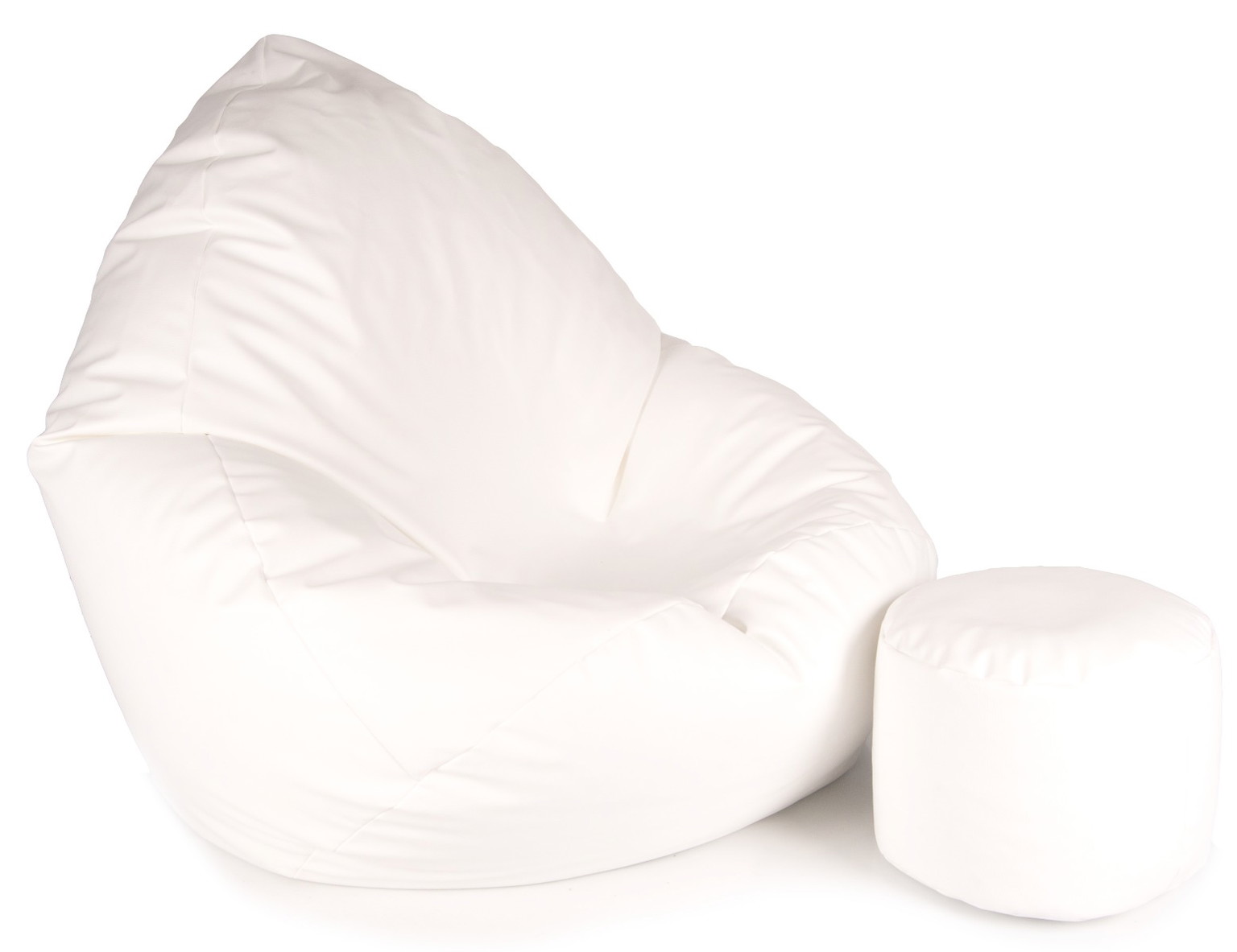 Sėdmaišis su pufu Mega Comfort XXL, dirbtinė oda, baltas - 7