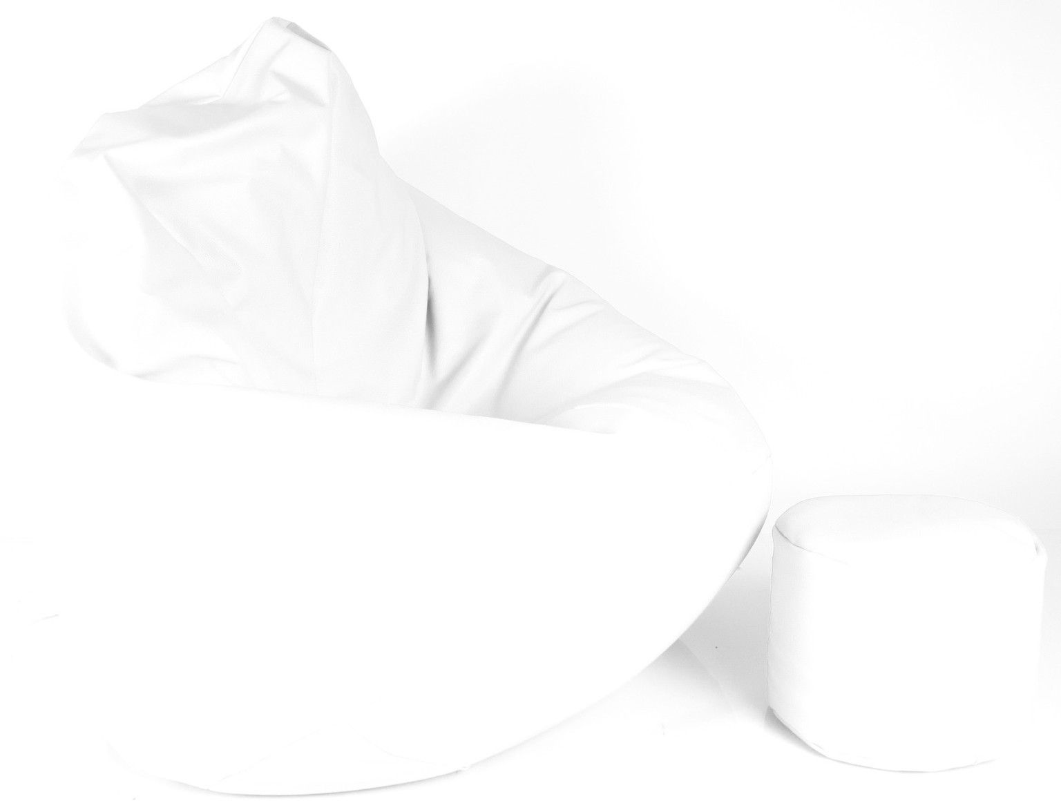 Sėdmaišis su pufu Mega Comfort XXL, dirbtinė oda, baltas - 8