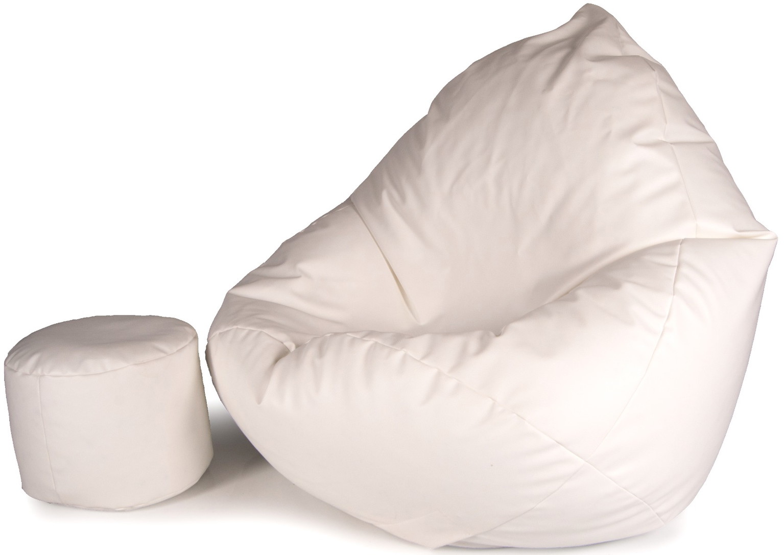 Sėdmaišis su pufu Mega Comfort XXL, dirbtinė oda, baltas - 4